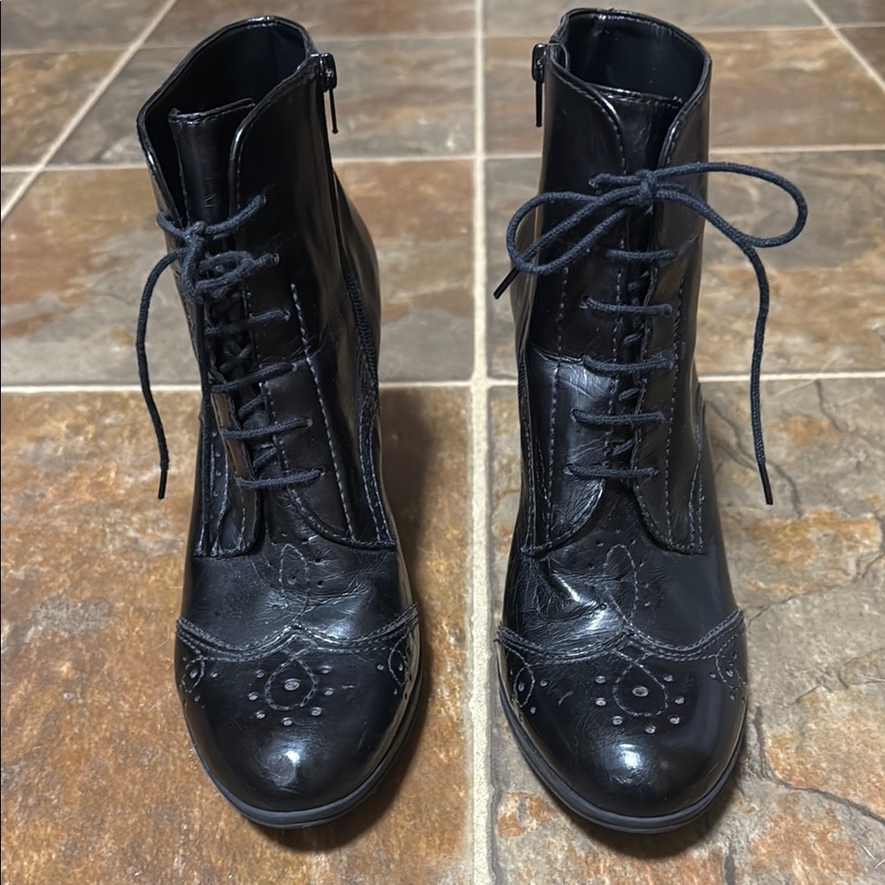 Franco Sarto Black Lace-Up Boots